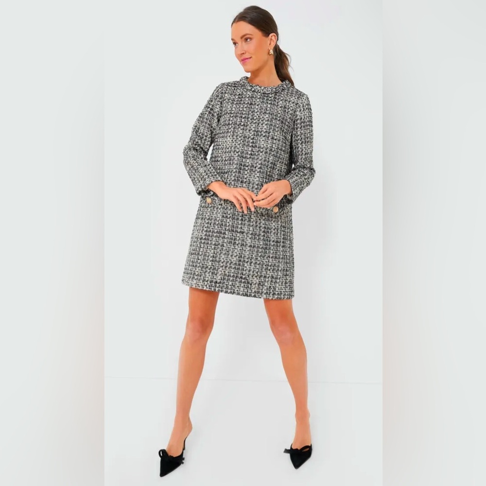 NWT Tuckernuck Small Smoke+Mirrors Long Sleeve Tweed Jackie Dress Blue Black